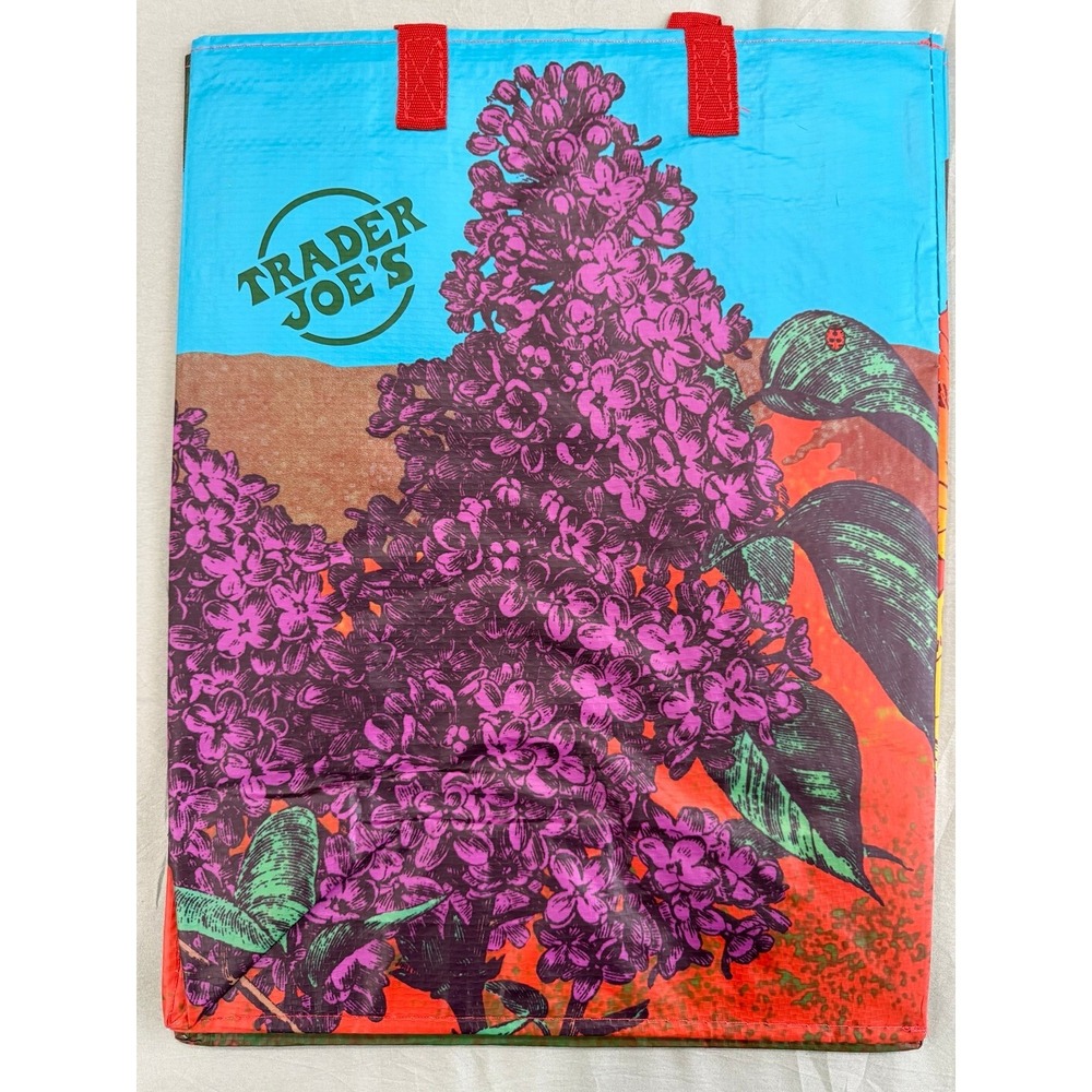 Trader Joe's New Hampshire Apple Lilac Reusable Tote‎ Bag Grocery Theme (2024)